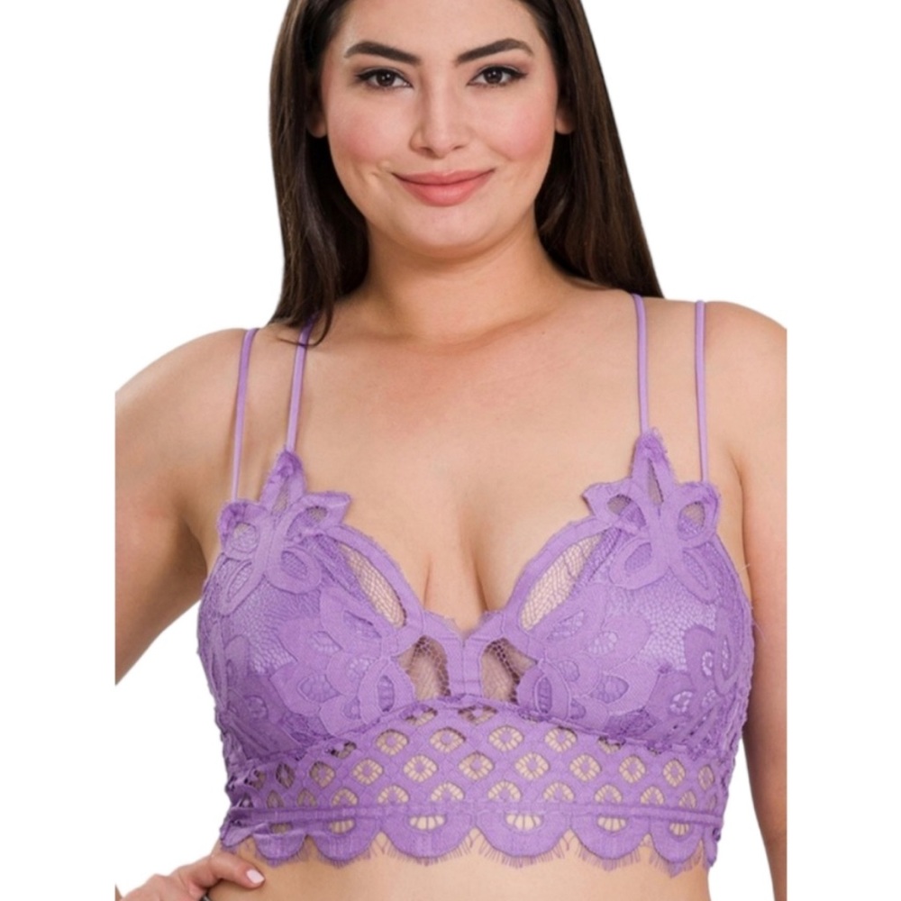 Plus size Crochet Lace Bralette - Lavender